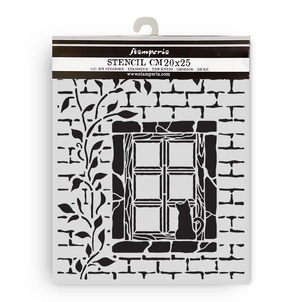 Stamperia - Thick Stencil for Scrapbooks, Albums, Cards, Bullet Journals, and More, Flexible Material, Easy to Clean, Perfect for Crafts and Gifting (Herbarium Silvae, Country Window)