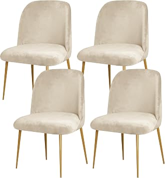 Gollense Curved Back Chair Covers for Dining Room, Mid Century Modern Chair Slipcovers, Semi Circle Back Chair Seat Protector for Kitchen Living Room 4, Beige