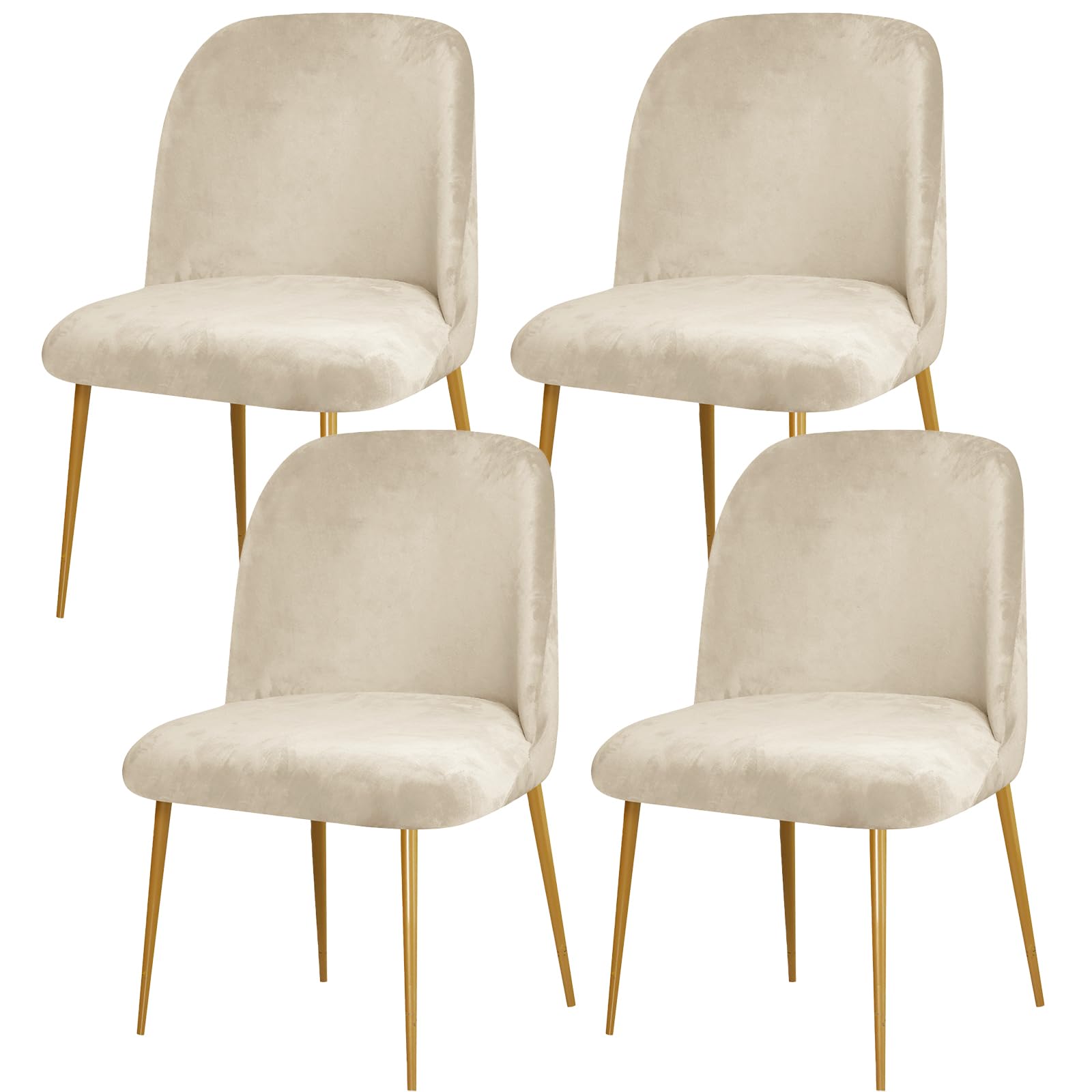 Photo 1 of Gollense Curved Back Dining Chair Covers (4-Pack, Beige)