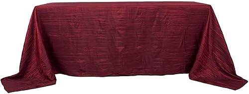 Mantel rectangular de tafetán arrugado de acordeón burdeos de 90 x 132 pulgadas, suministros de decoración para bodas, fiestas, hogar, recepción