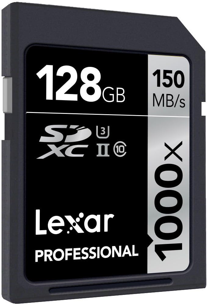 Vinklet view of Lexar Professional 128GB 1000x SDXC UHS-II Memory Card