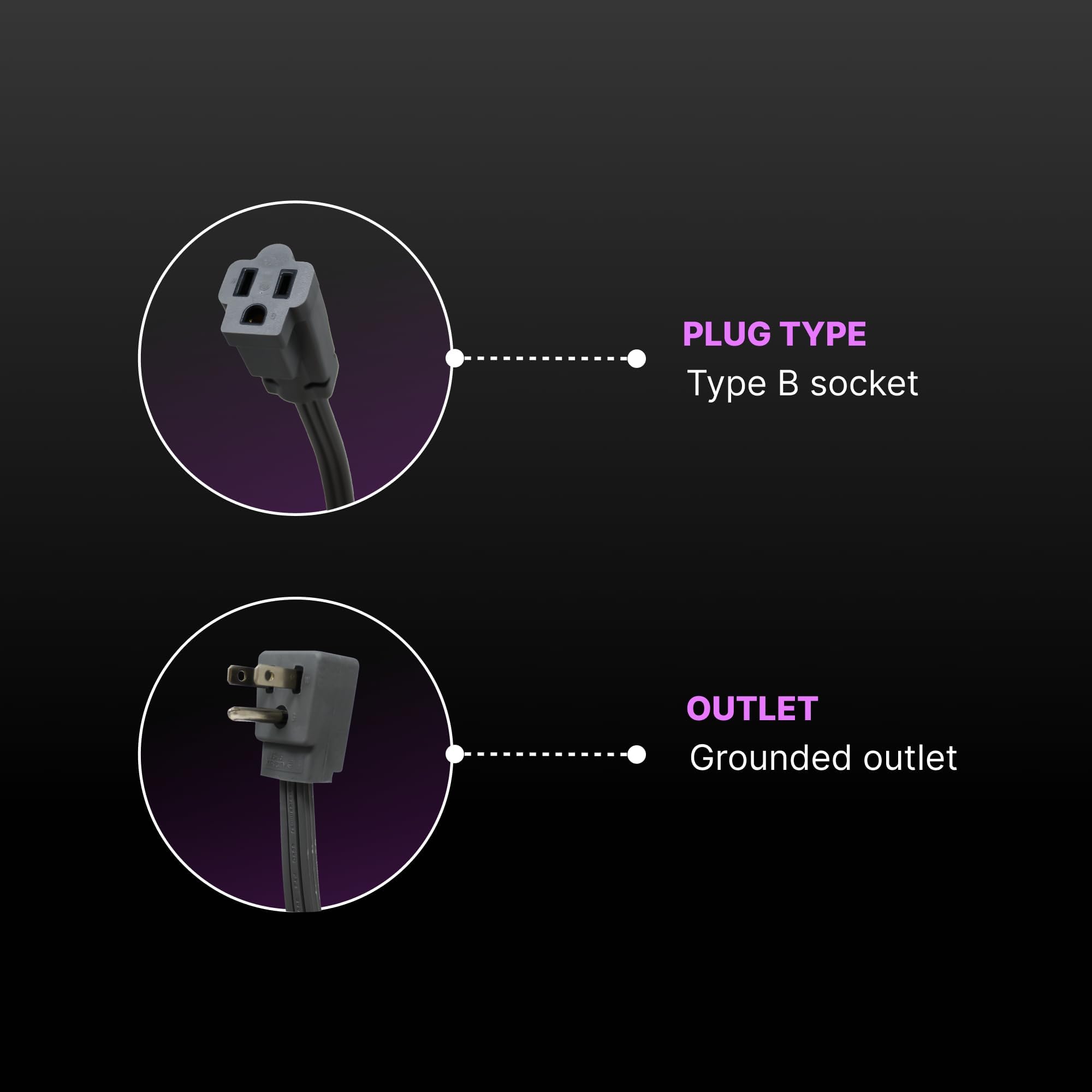 Xtricity 6 FT Heavy Duty Air Conditioner and Appliance Extension Cord, 14 Gauge, 15 Amp, ETL Listed, Grey