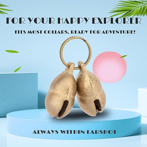 Miniatura 4 de kcrygogo Campana de latón para perros medianos/grandes, campanas fuertes y claras para collar o mordedura de timbre (4 unidades), Cobre Latón