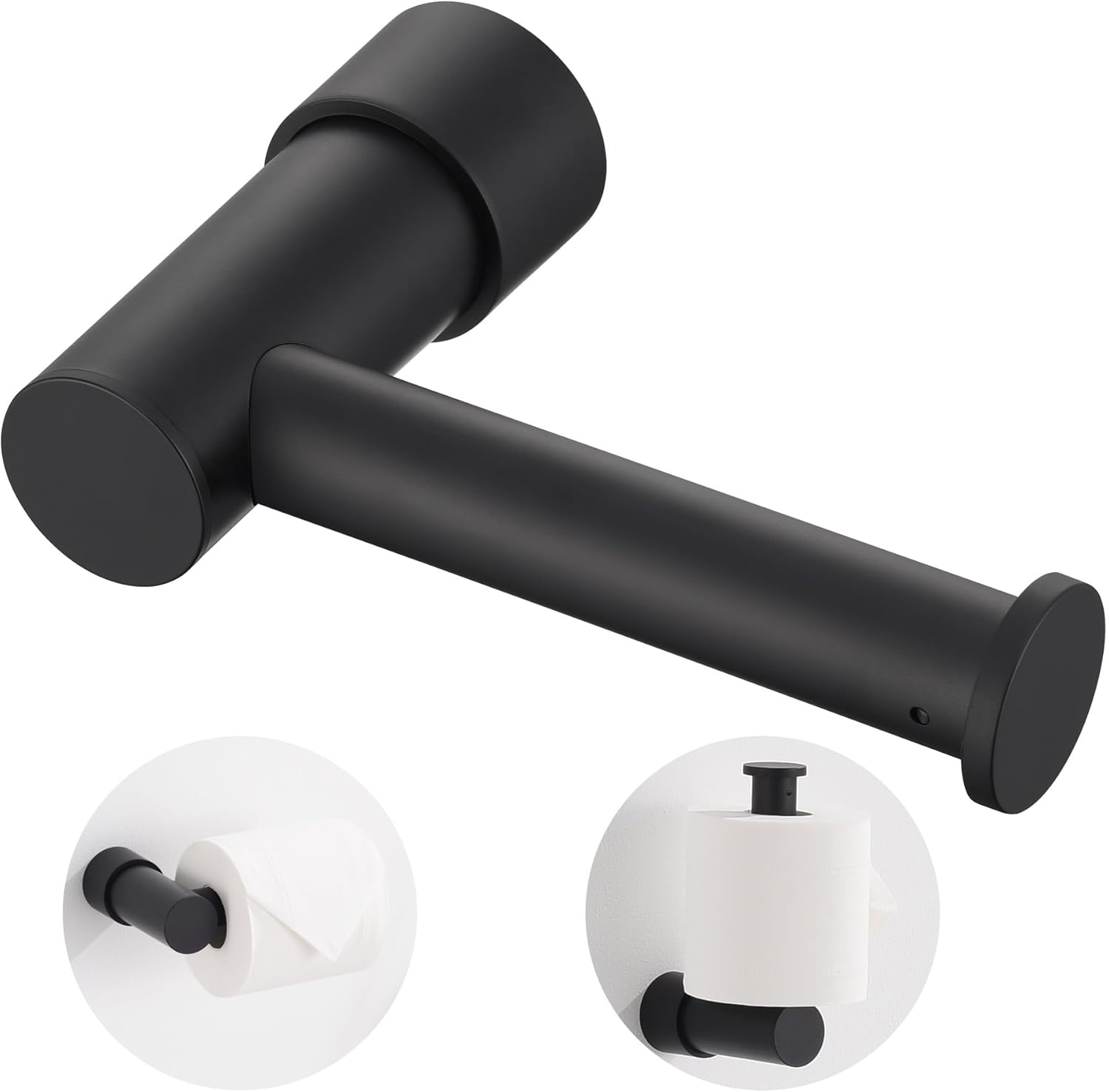 KPW Toilet Paper Holder, Wall Mounted Toilet Roll Holder for Bathroom, Kitchen, Washroom, RV Matte Black Paper Towel Holder 1 Pack