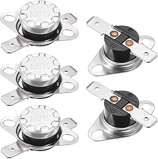 uxcell KSD301 Thermostat 90°C/194°F 10A Normally Closed N.C Adjust Snap Disc Temperature Switch for Microwave,Oven,Coffee Makers 5pcs,Bakelite Material