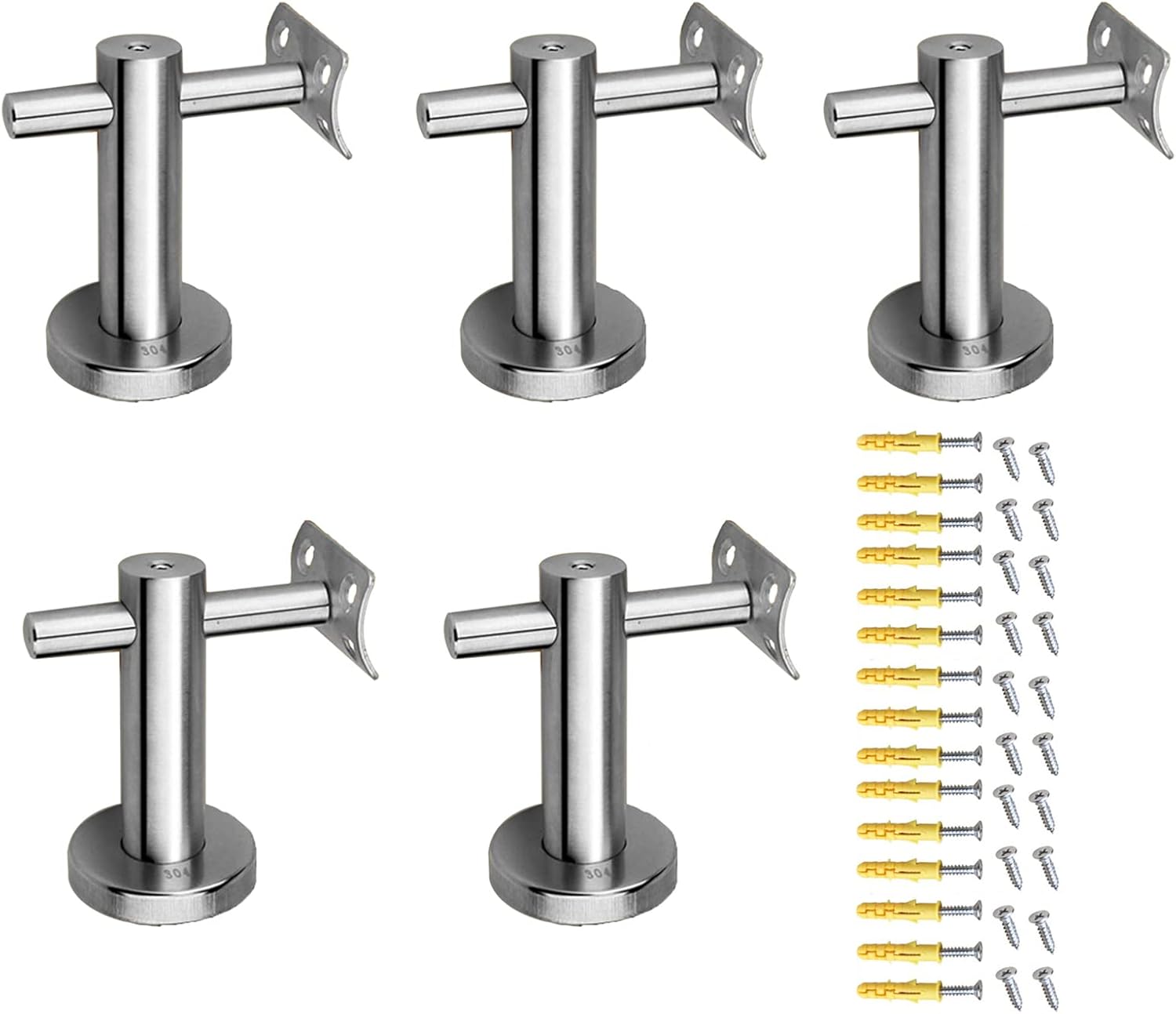 Sturdy Handrail Bracket, Solid Banister Rail Bracket, Support Wall Mounted Handrail Brackets, Suits Wood Or Metal Stair Banister Rails,Stair Handrail Brackets - 5PCS - 80X80mm,C