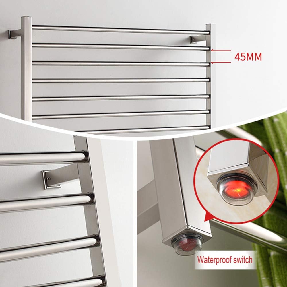Aly Hot Towel Warmer Wall Mounted Heated Bath Towel Rack Straight Bars Home Bathroom 8 Bar Stainless Steel Mirror Polish Space Saving