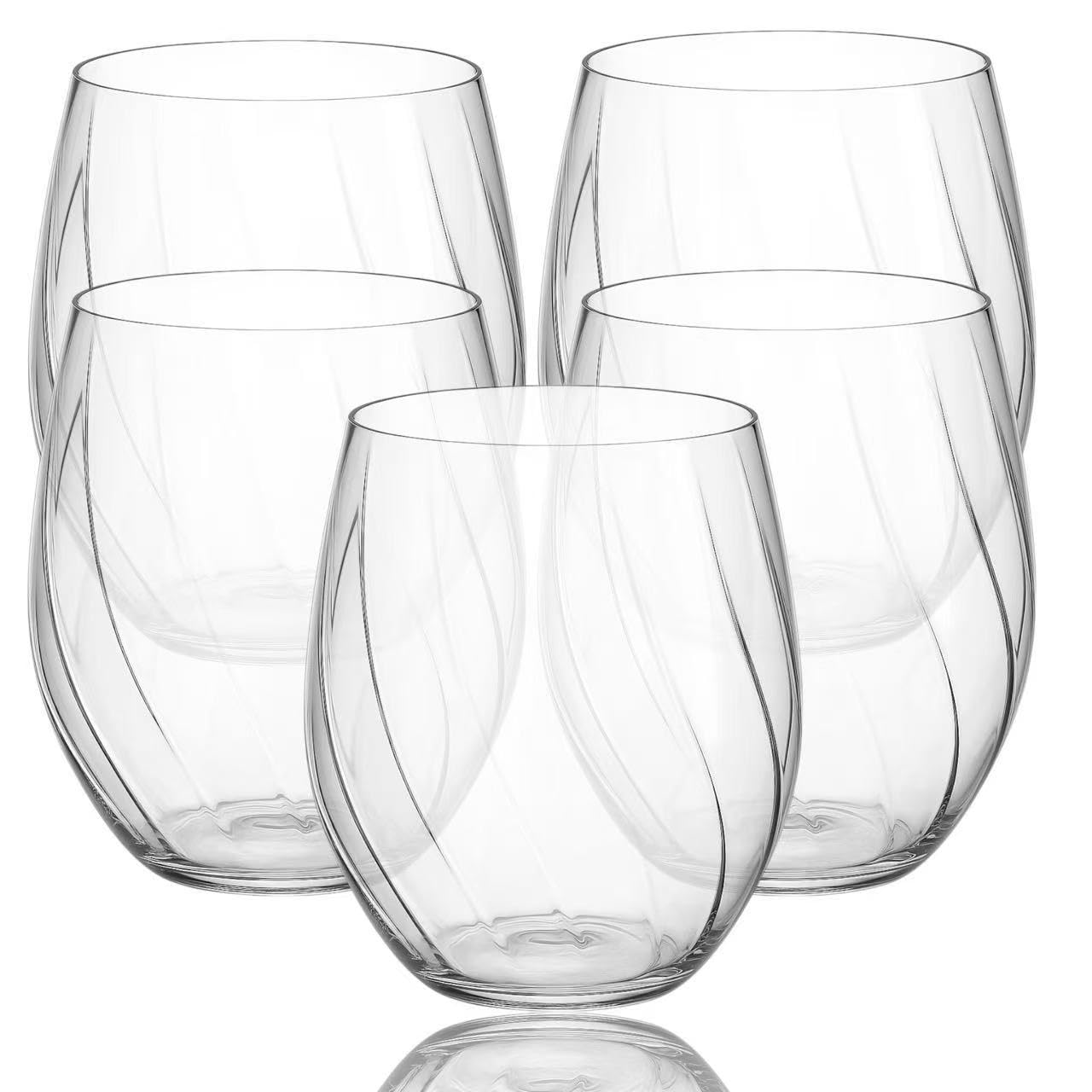 Amazon.com | Oojami 40 piece Solana 12 Ounce Stemless Unbreakable Crystal  Clear Wave Plastic Wine Glasses Set of 40 (40): Wine Glasses