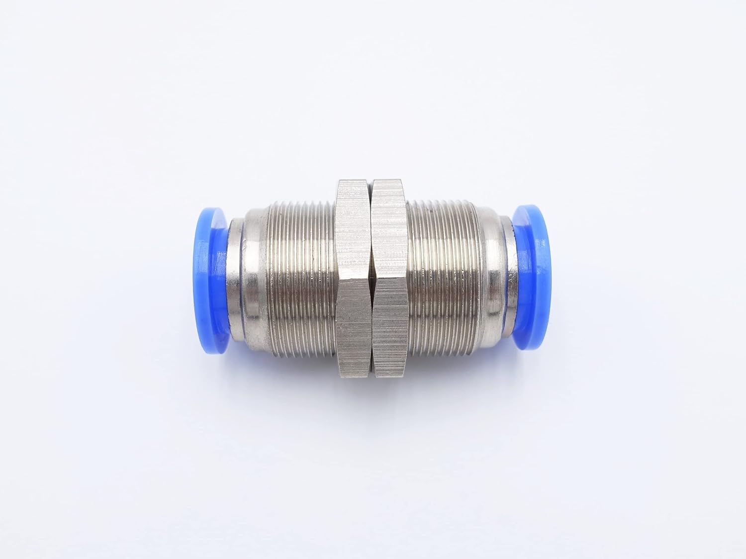 Push to Connect Fitting 1/2" Tube OD, Pneumatic Air Water Bulkhead Union Two Way Connector/Coupler (Pack of 3)