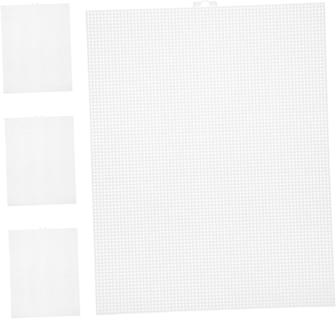 Gogogmee 4pcs Plastic Mesh for Cross Stitch DIY Crafts Durable Plastic Canvas Mat for Creative Projects Easy to Cut Crochet Embroidery Supplies