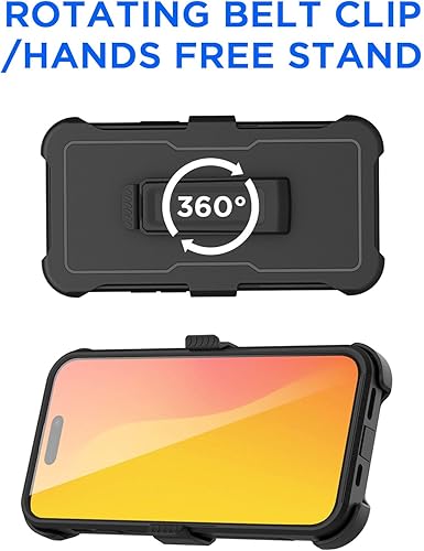 Miniatura 6 de AICase Funda con clip para cinturón para iPhone 15 con protector de pantalla de cristal, resistente contra caídas, cuerpo completo, resistente a