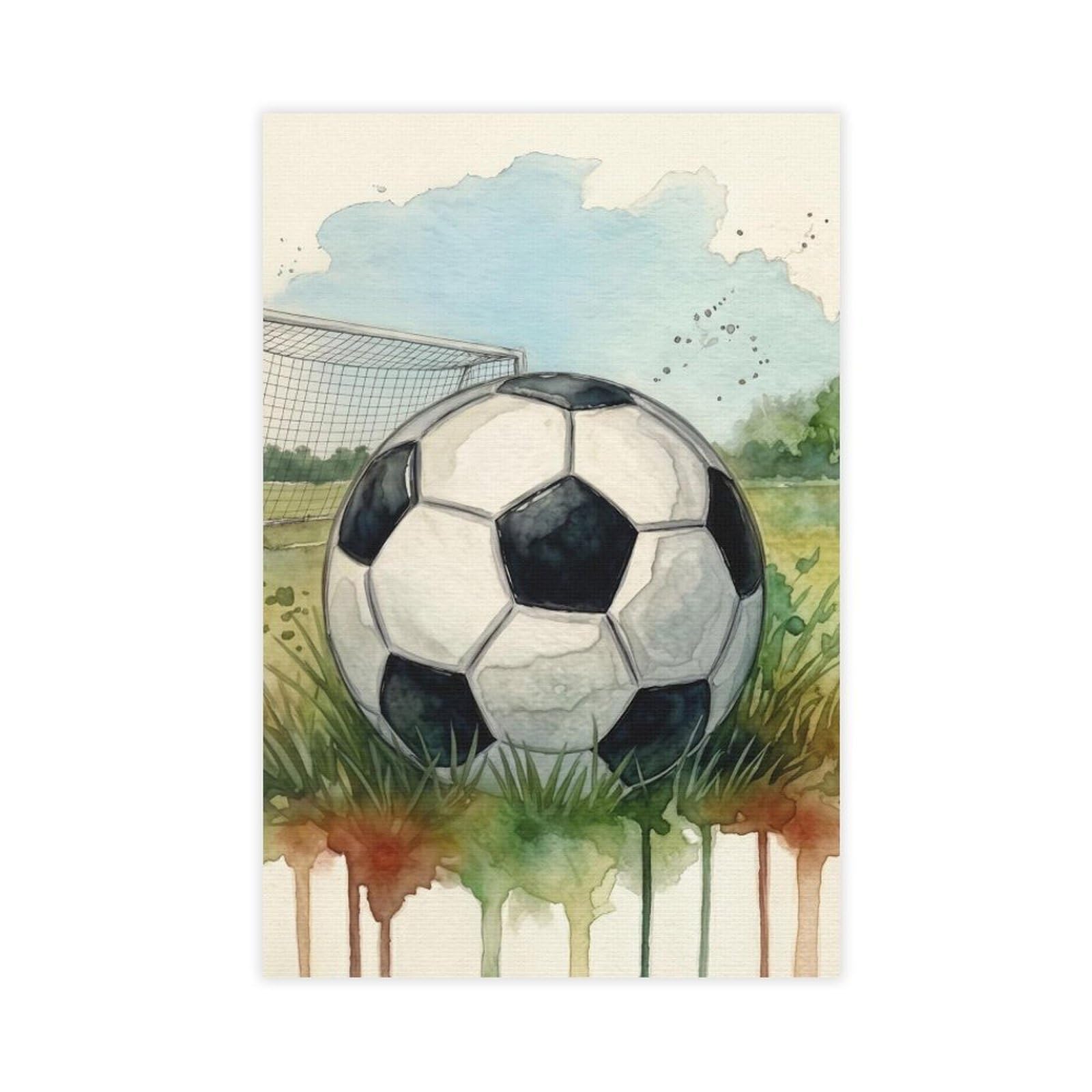 Jfecth Unframe-Style Watercolor Soccer Ball Poster Canvas Poster For Dorm Room Decor Gift