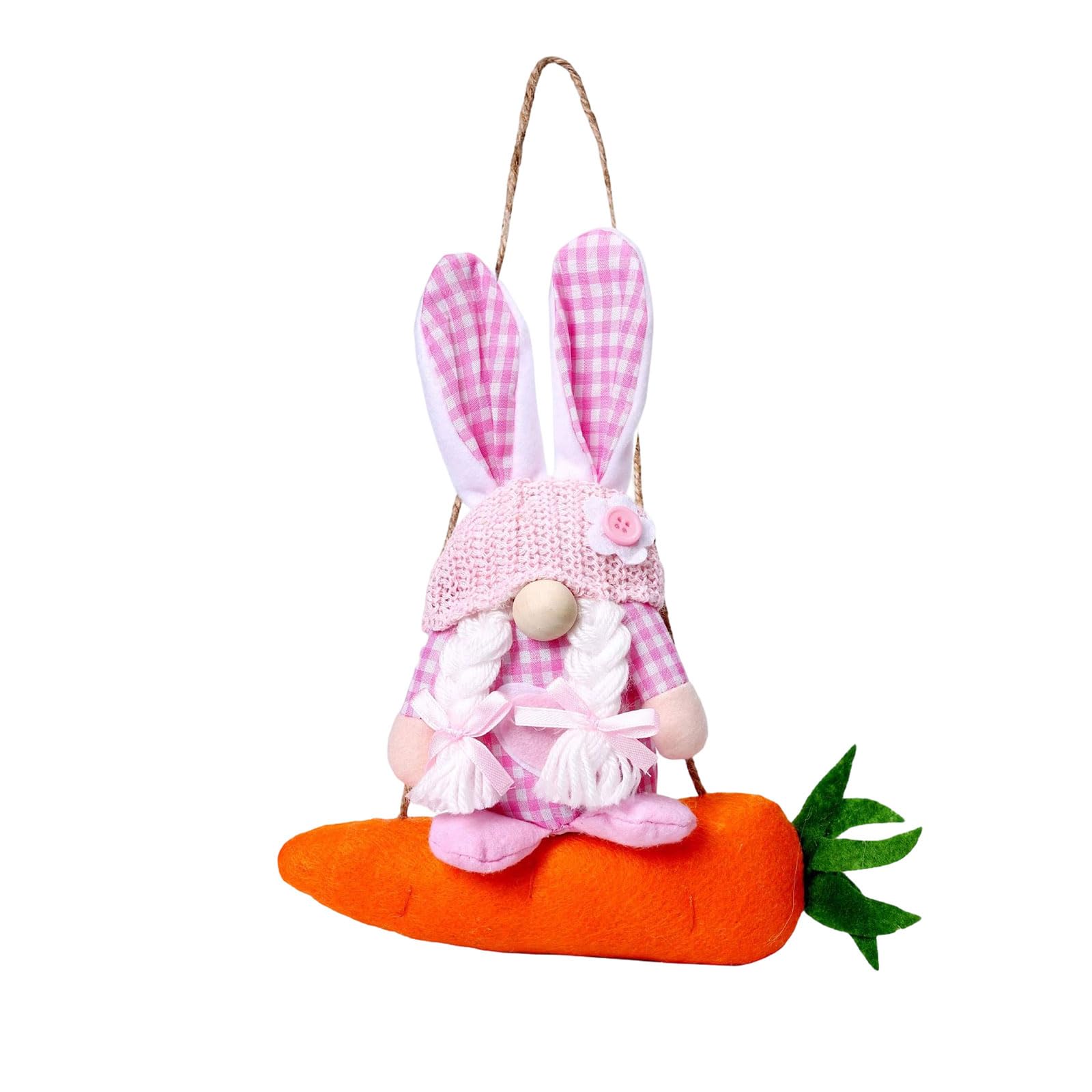 Hare Carrot Stuffed Toy Decoration Soft Plush Dwarf Doll Hanging Ornament for Door Wall Tree Holiday Decoration Easter