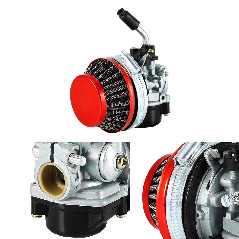 Carburador, Carburador de Carreras Rojo Carb Filtro de Aire Cable del Acelerador de Gas para Motor de 2 Tiempos Bicicleta motorizada ATV Quad