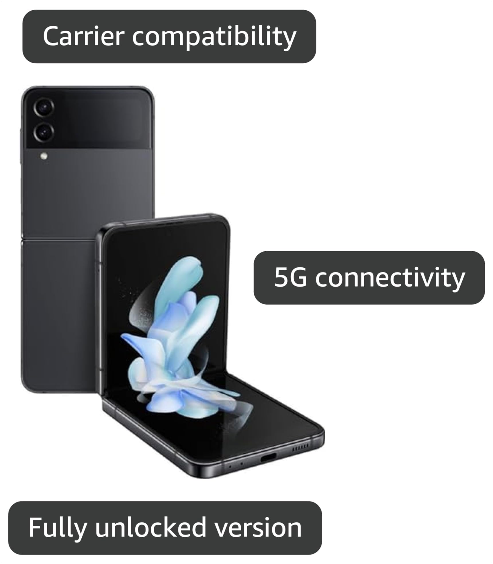 Amazon.com: Samsung Galaxy Z Flip4 5G, 256GB, Graphite - Unlocked