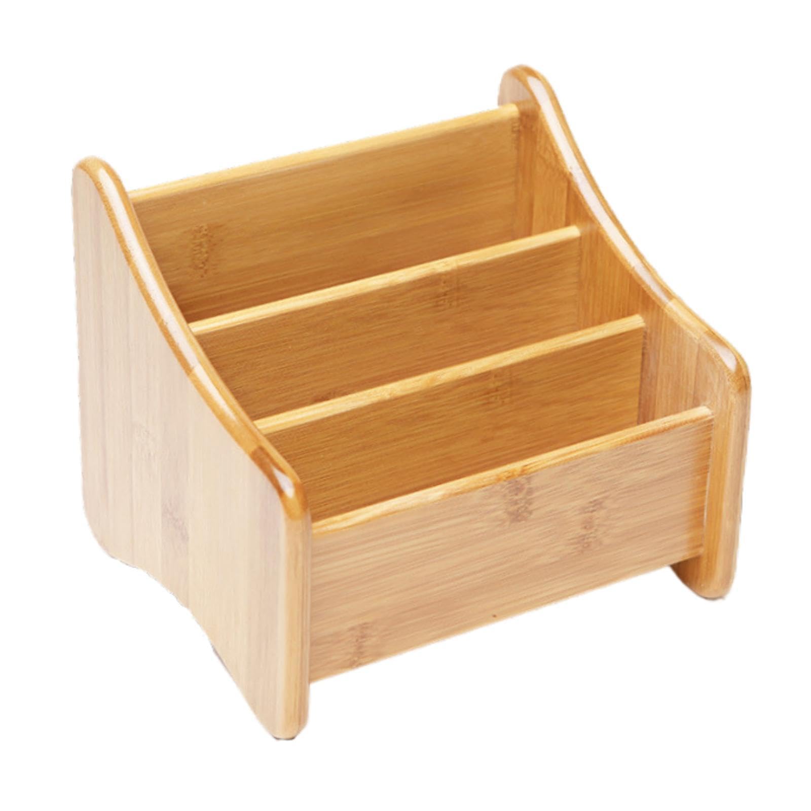 Cesta Organizadora para Mando a Distancia de TV, Decorativa, Portátil, de Bambú, para Salón O Dormitorio, 3 Compartimentos, Individual