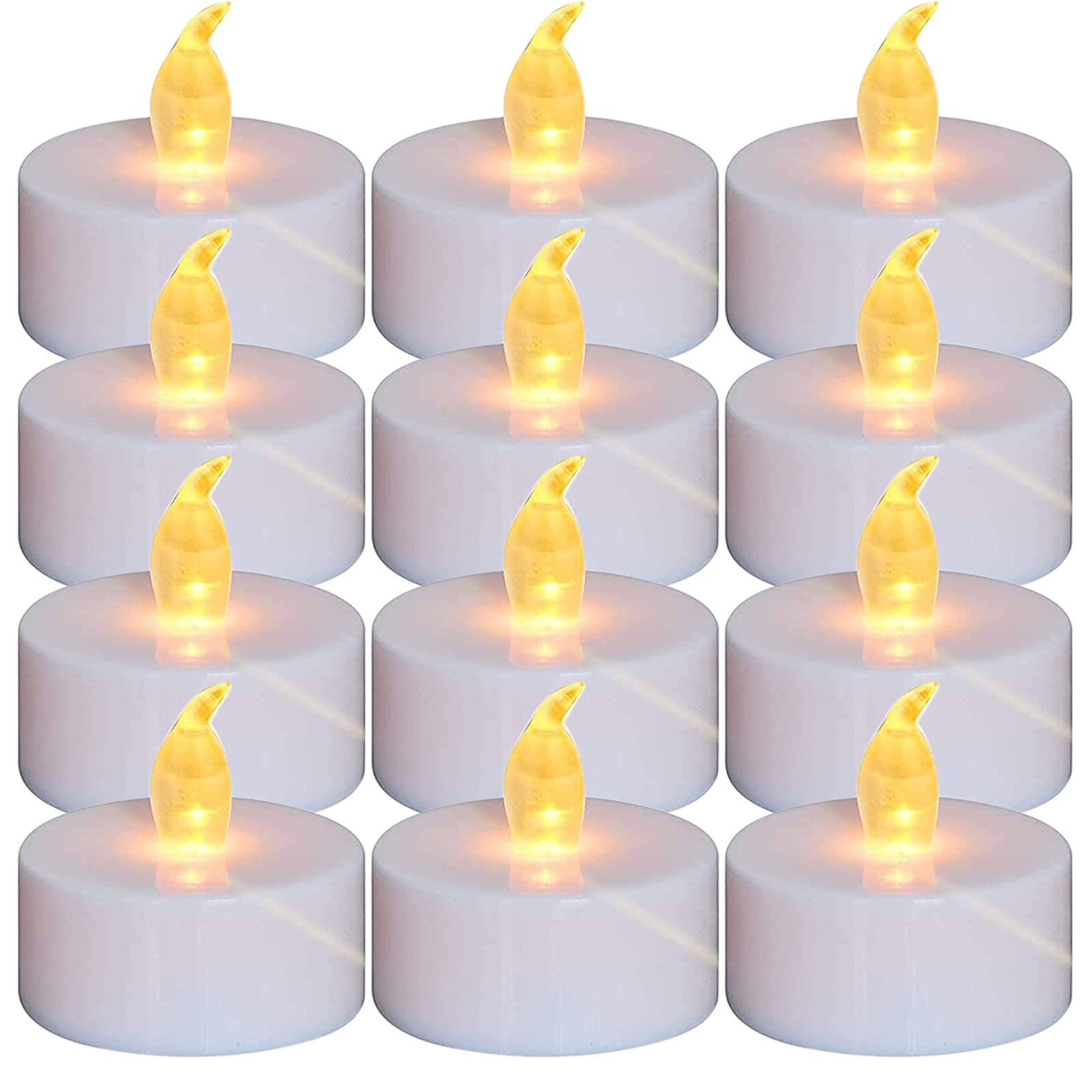 Tepengdie Realistic and Bright Battery Operated Flickering Flameless Tea Lights,LED Candles Flickering Flameless Candles, 12-Pack Battery Operated Fake Candle