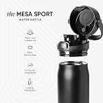 Simple Modern Mesa Sport Water Bottle with Covered Spout | 30oz Cup Holder Friendly Insulated Stainless Steel Bottle for Gym, Sports and Travel | Midnight Black