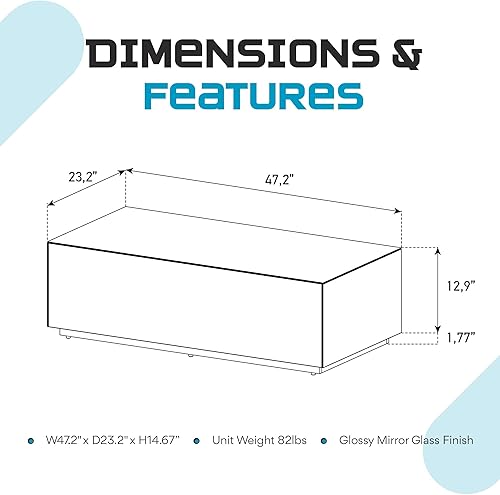 Miniatura 2 de SONOROUS Mesa de café Premium de vidrio templado - Modernas mesas de centro rectangulares con espejo para sala de estar - Diseño de mediados de