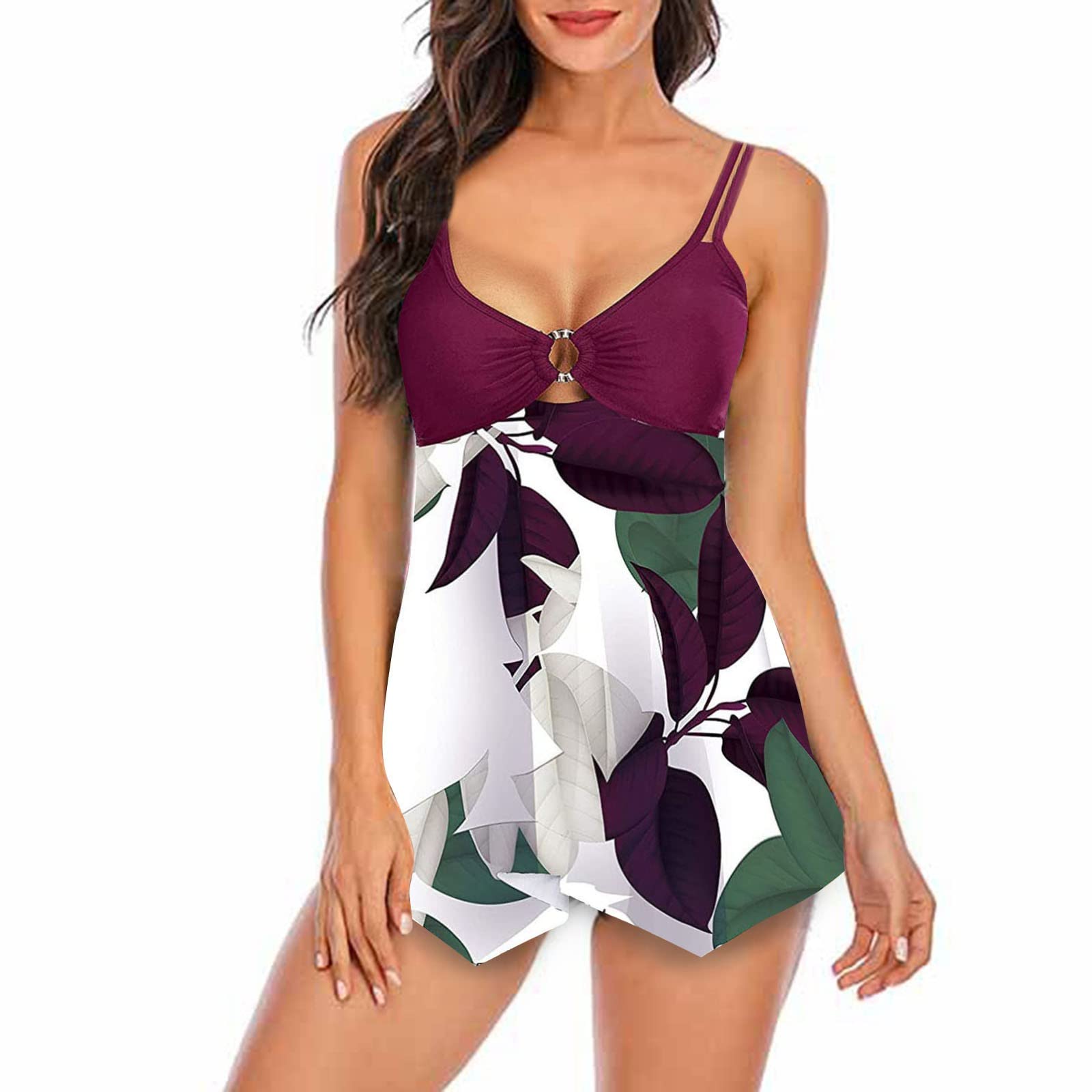 Seksowny Strój Kąpielowy Tankini W Stylu Spódnicy Dla Kobiet, Niebieski, XL