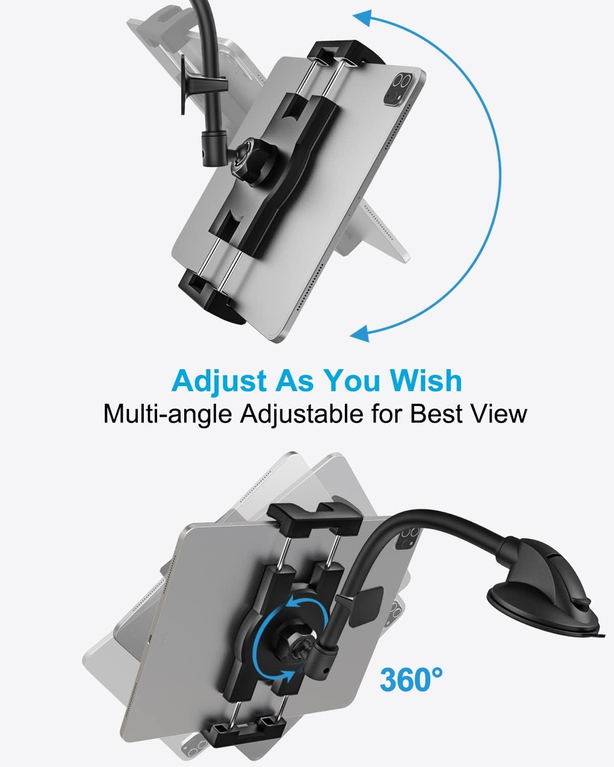 Z Fold Car Mount, Super Suction Cup - [Foldable Phone Friendly] Gooseneck Dashboard Tablet Holder for Car with Anti-Shake Stabilizer for Samasung Galaxy Fold 7 6 5 4 3 2, Tabs, Google, iPad, iPhone image 4