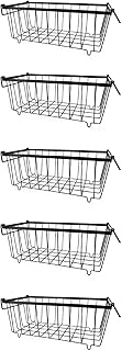 5 Pack Freezer Organizers Stackable Bins Refrigerator Storage Basket Wire Drink Organizers Metal Texture for Meat Fish Metal Freezer Organizer Bins