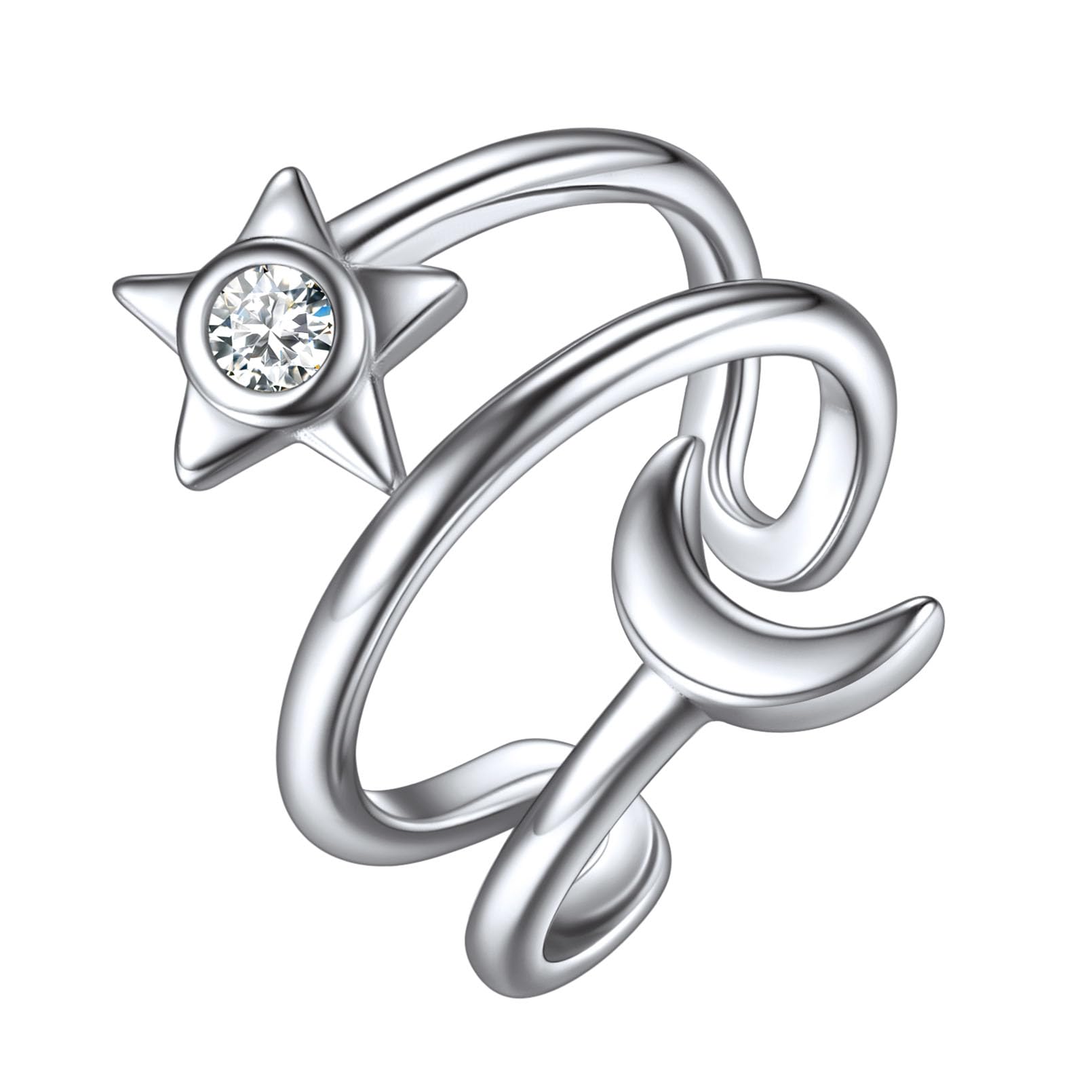 ChicSilverPendientes Falsos Mujeres Plata de Ley 925 Clips para Orejas Set Ear Cuff Pendientes sin Perforación para Cartílago Regalo Madres Parejas