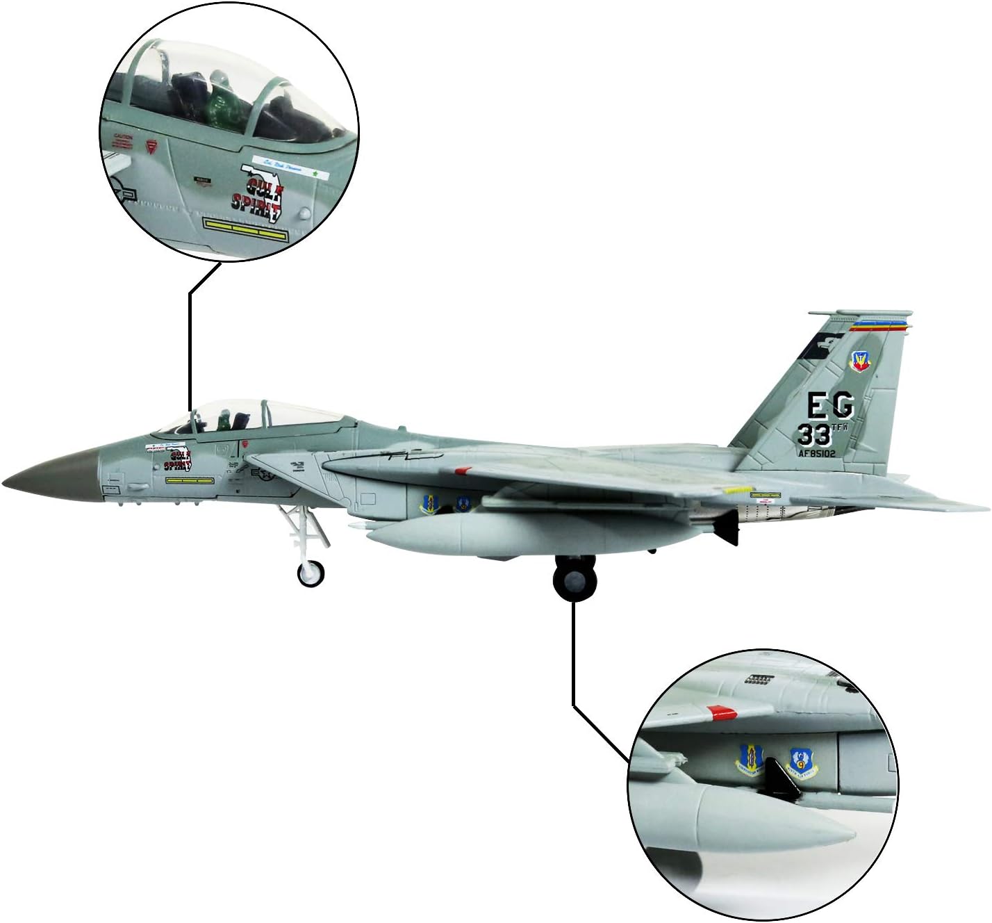 HANGHANG 1/100 Scale F-15 Eagle Fighter Attack Plane Metal Fighter Military Model Fairchild Republic Diecast Plane Model for Commemorate Collection or Gift