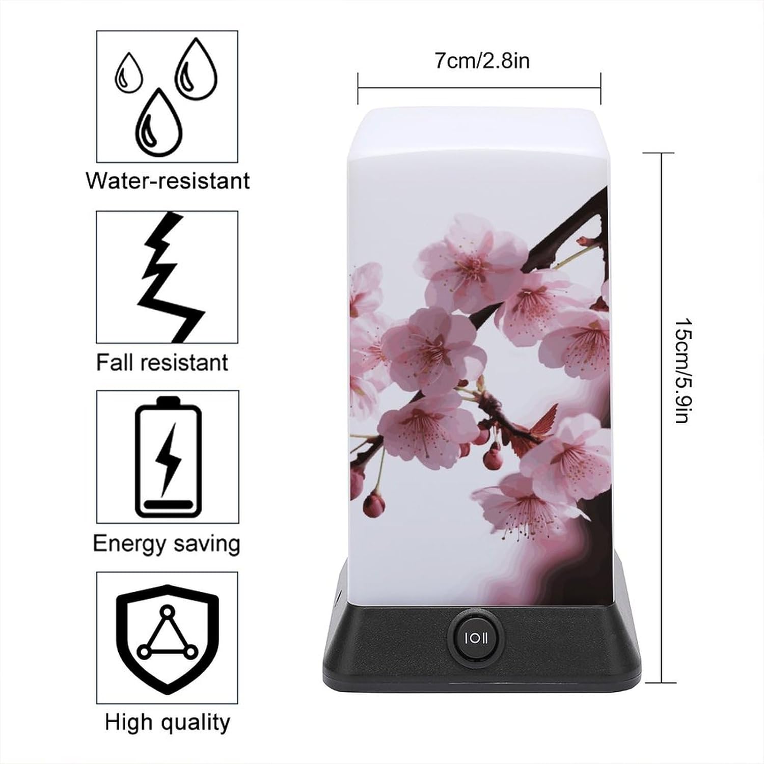 Desk Lamp for Office Home Dimmable Small Desk Lamp Tempting Cherry Blossoms Battery Operated Lamp for Reading Study Work
