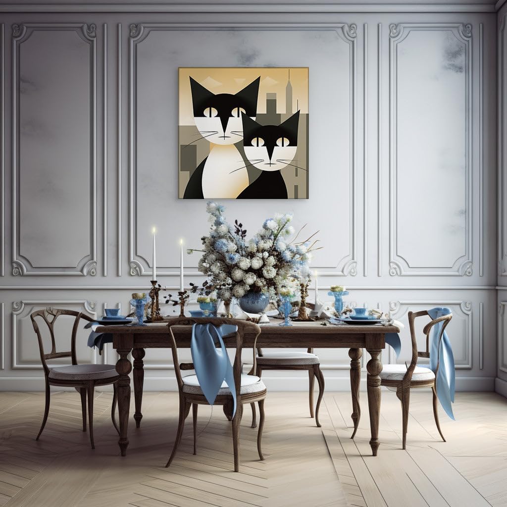 Canvas for Living room. Urban Whiskers: A Tale of Two Cats in the City Heart, 27 x 18 inch Canvas Wall Art - Ready to Hang - 69x46 cm (27x18 inch)
