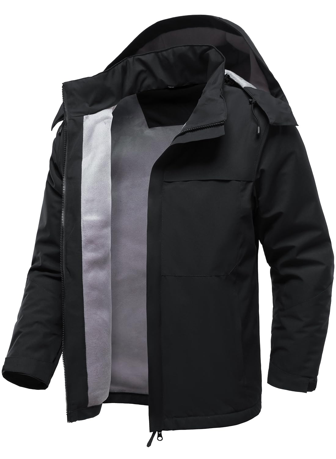 HOOD CREW Herren Winterjacken Warme Fleecegefütterte Mäntel Winddichte Wasserabweisende Skijacke Outdoor Softshelljacke mit Kapuze