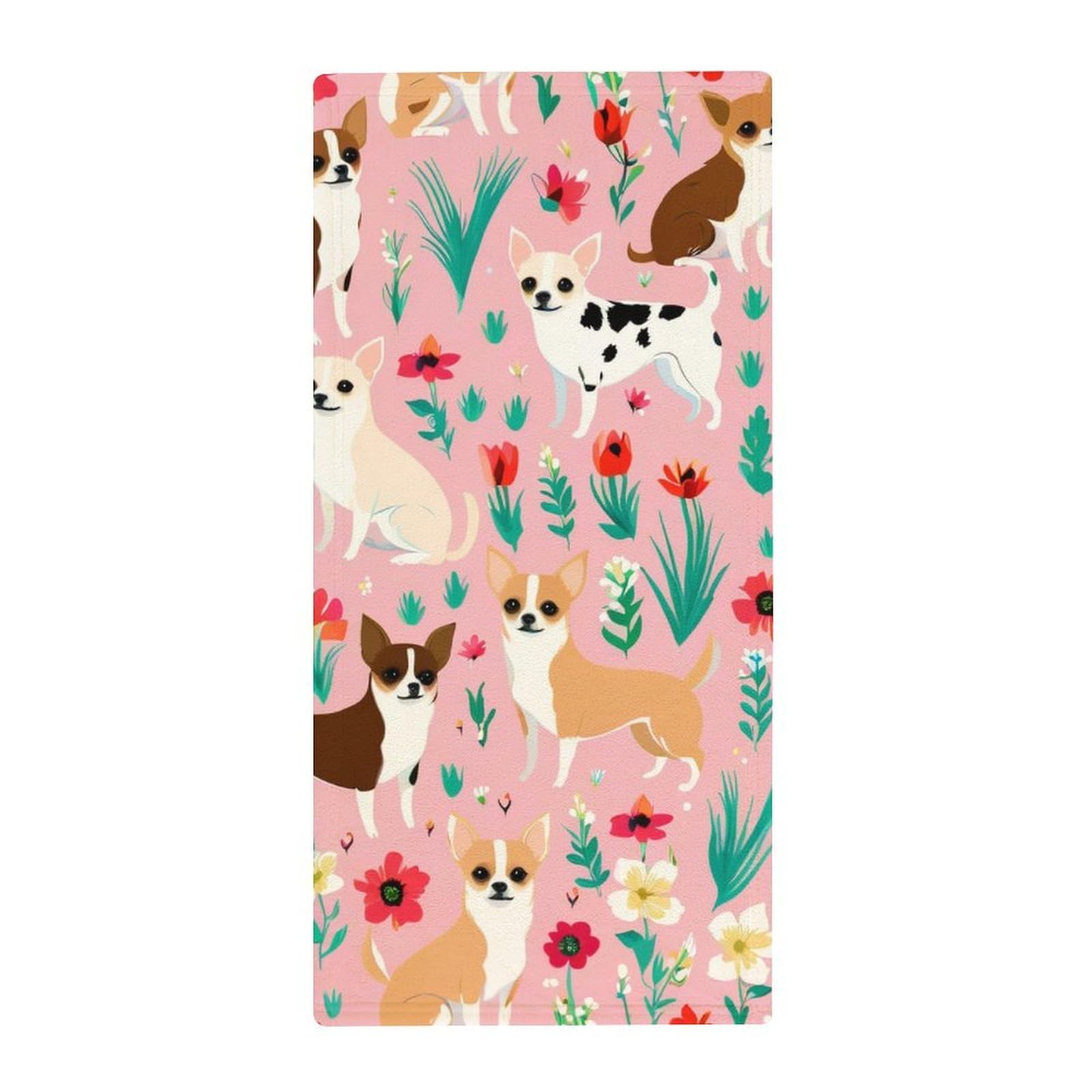 Anceky Quick-Dry Luxury Bath Towels, Chihuahua Dog Cute Pink Ultra Soft Hand Towels for Gym, Pool, Spa & Hotel Bathroom Essentials