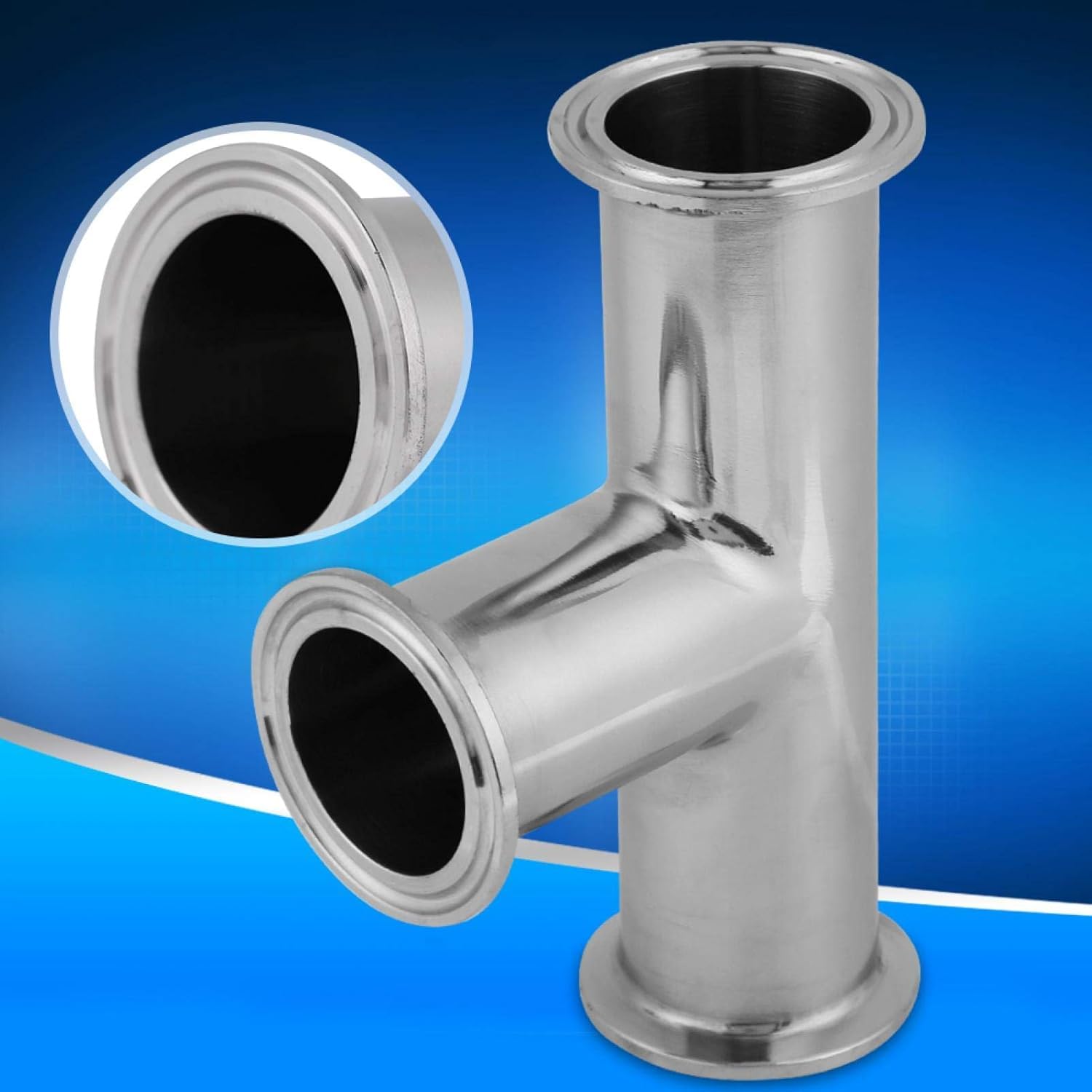 Té de serrage, té de serrage sanitaire, 1 té de serrage standard en acier inoxydable PCS 3 voies Φ38 * 1,5 accessoires de montage sanitaire