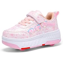 Shoes with Wheels for Girls Boys Children's Roller Skates Shoes with 4 Wheels Removable Girls Trainers 2-in-1 Roller Skates Outdoor Trainers with Roller Skateboard Shoes