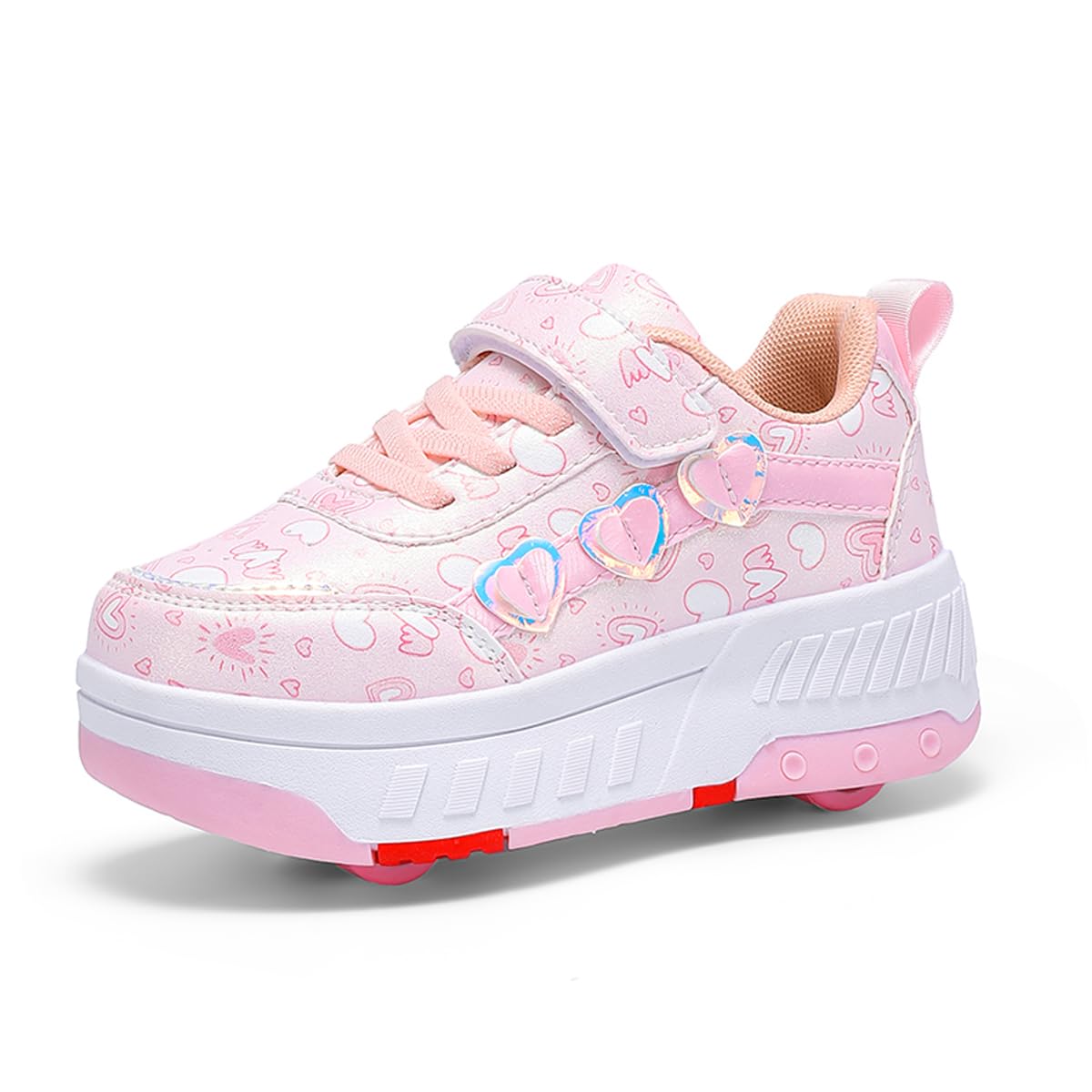 Zapatillas con Ruedas Niña, 2 en 1 Zapatillas con Ruedas,Patines Multiusos Zapatos Deportivas al Aire Libre con 4 Retráctil, Niño Zapatos Apatillas de Skateboard