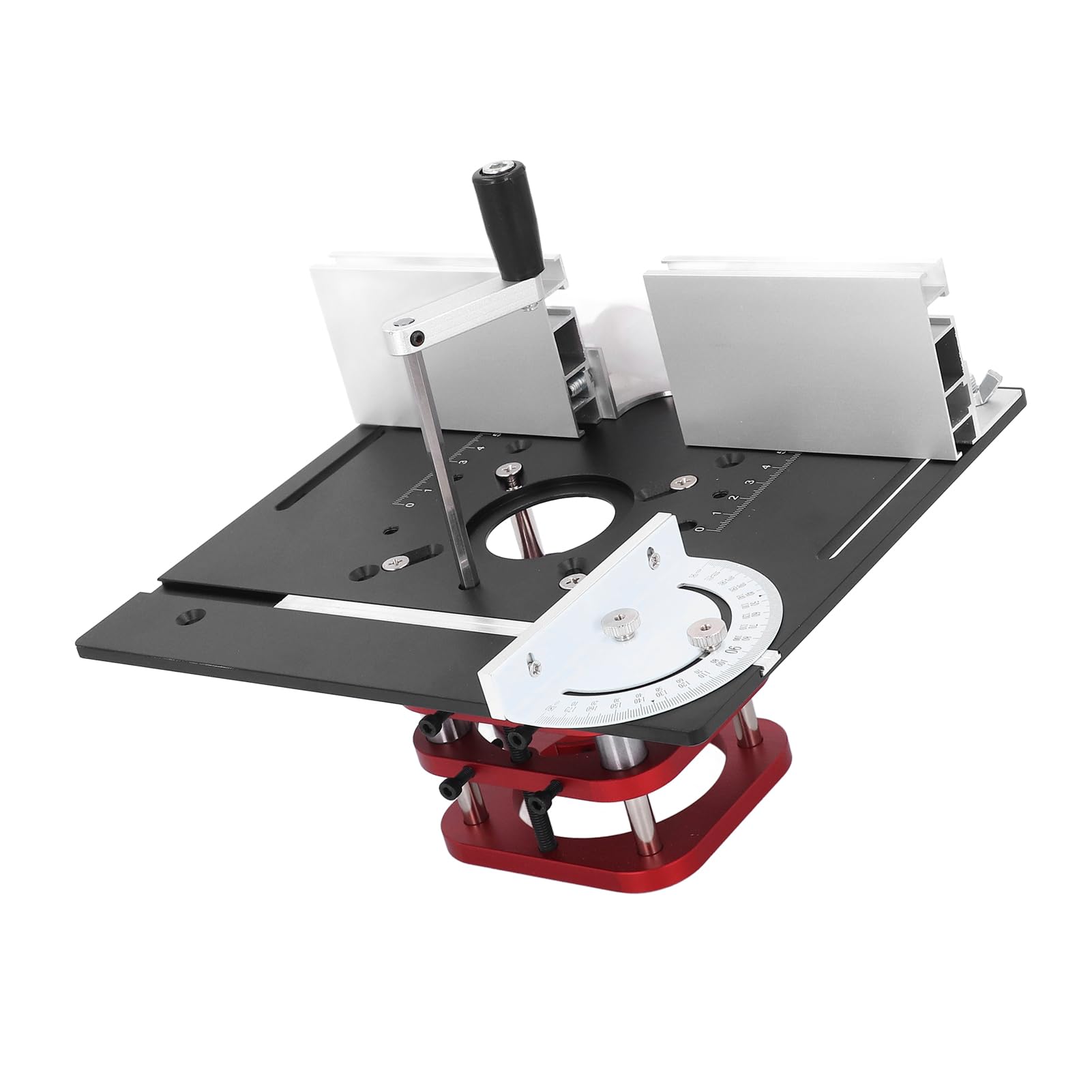 Generic Podstawa Podnośnika Routera Podstawa Stołu Routera ze Stopu Aluminium z 2-calowym Skokiem Podnoszenia Korba Ręczna Płytka 240x200 Mm do Stołu do Obróbki Drewna Użytkownicy Majsterkowicze