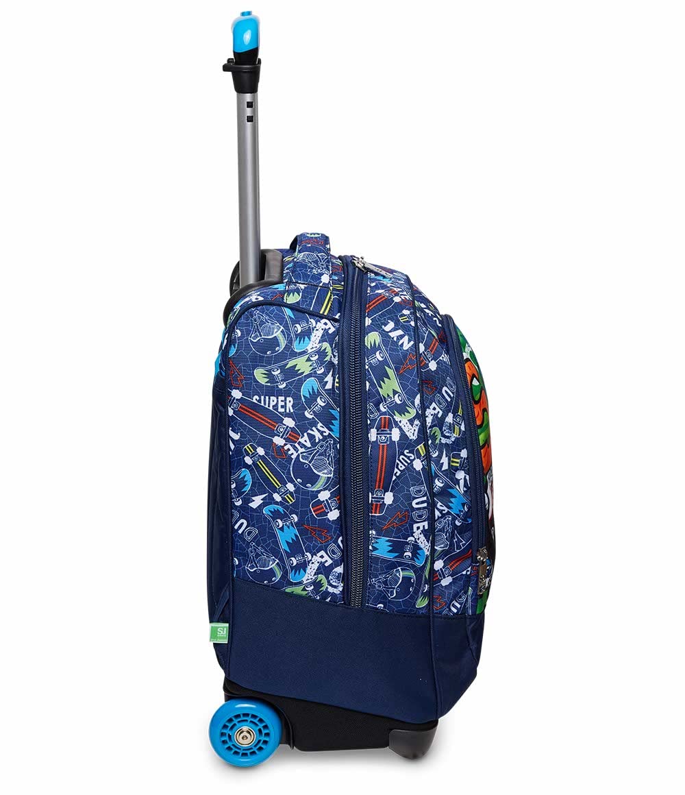SJ GANG STYLE JAM GANG Big Trolley, Blu, 2 in 1, Doppio Uso, Con Spallacci Uso Zaino, con Crossover System, Zaino Scuola, Per bambini e ragazzi, Scuola, Tempo libero e viaggi