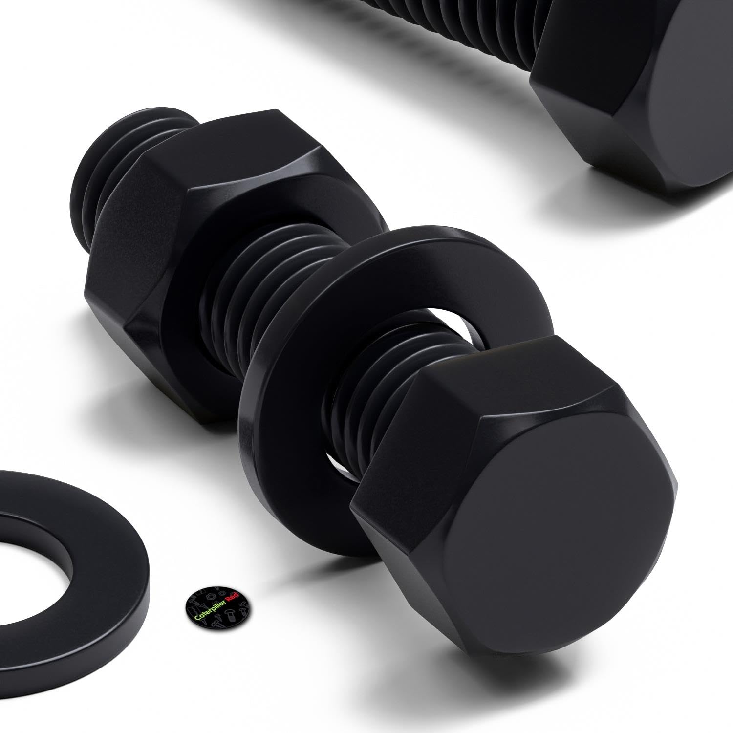 20 x Black Nylon Hex Head, M10 x 40mm, Plastic Nuts and Bolts, Washers, Hexagon, Nylon, (25/64 x 1 37/64 in)