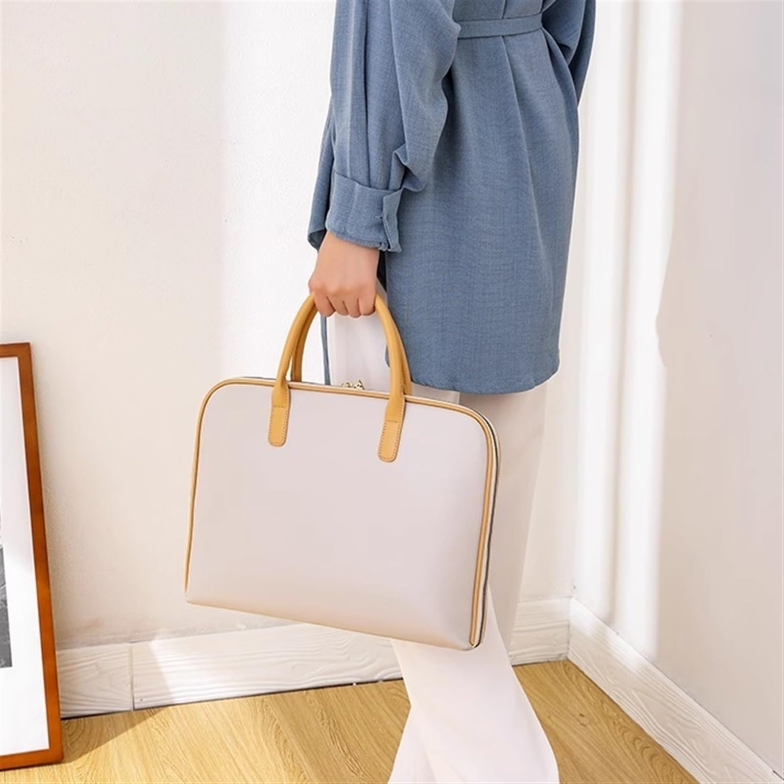 Ordenador Portátiles Funda Maletín de Cuero, Bolso de Mano, Bolso Profesional de Negocios de Gran Capacidad a la Moda, Bolso for portátil de 14 Pulgadas Funda Portatil Bolsa Multifunci