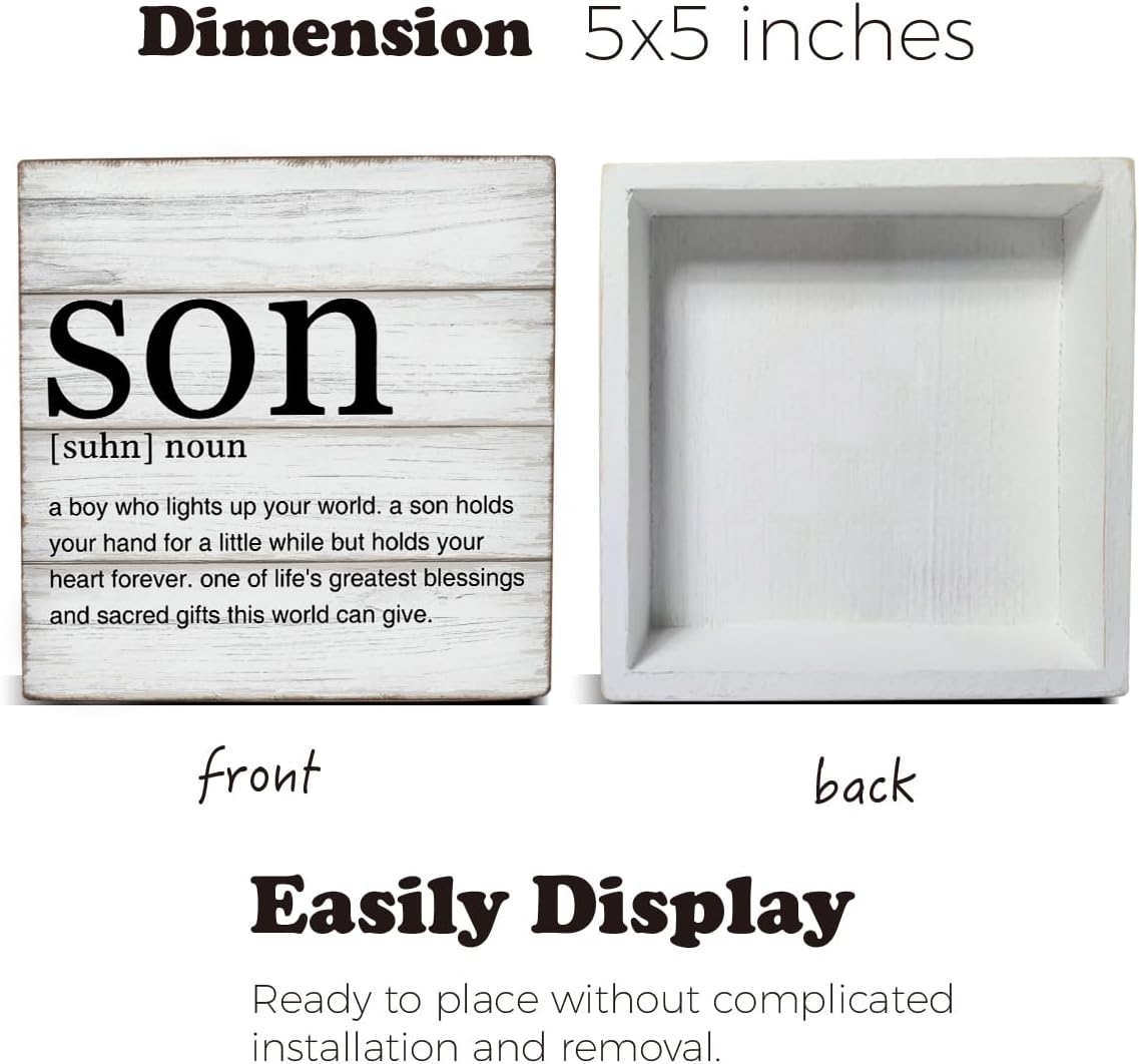 Son Gift Son Definition Quote Wooden Box Sign Desk Decorative Wooden Sign image 2
