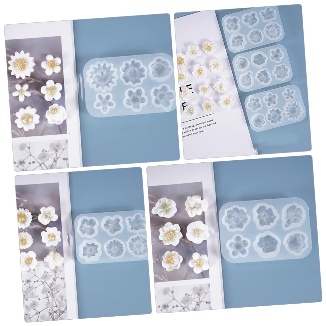 Angoily 3 Series Moldes De Silicona Para Flores De Margarita Moldes De Resina Epóxica Para Diy De Decoración De Joyería Y 3 Piezas*3