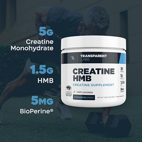 Miniatura 7 de Transparent Labs Creatine HMB - Monohidrato de creatina en polvo con HMB para crecimiento muscular, mayor fuerza, mayor producción de energía y