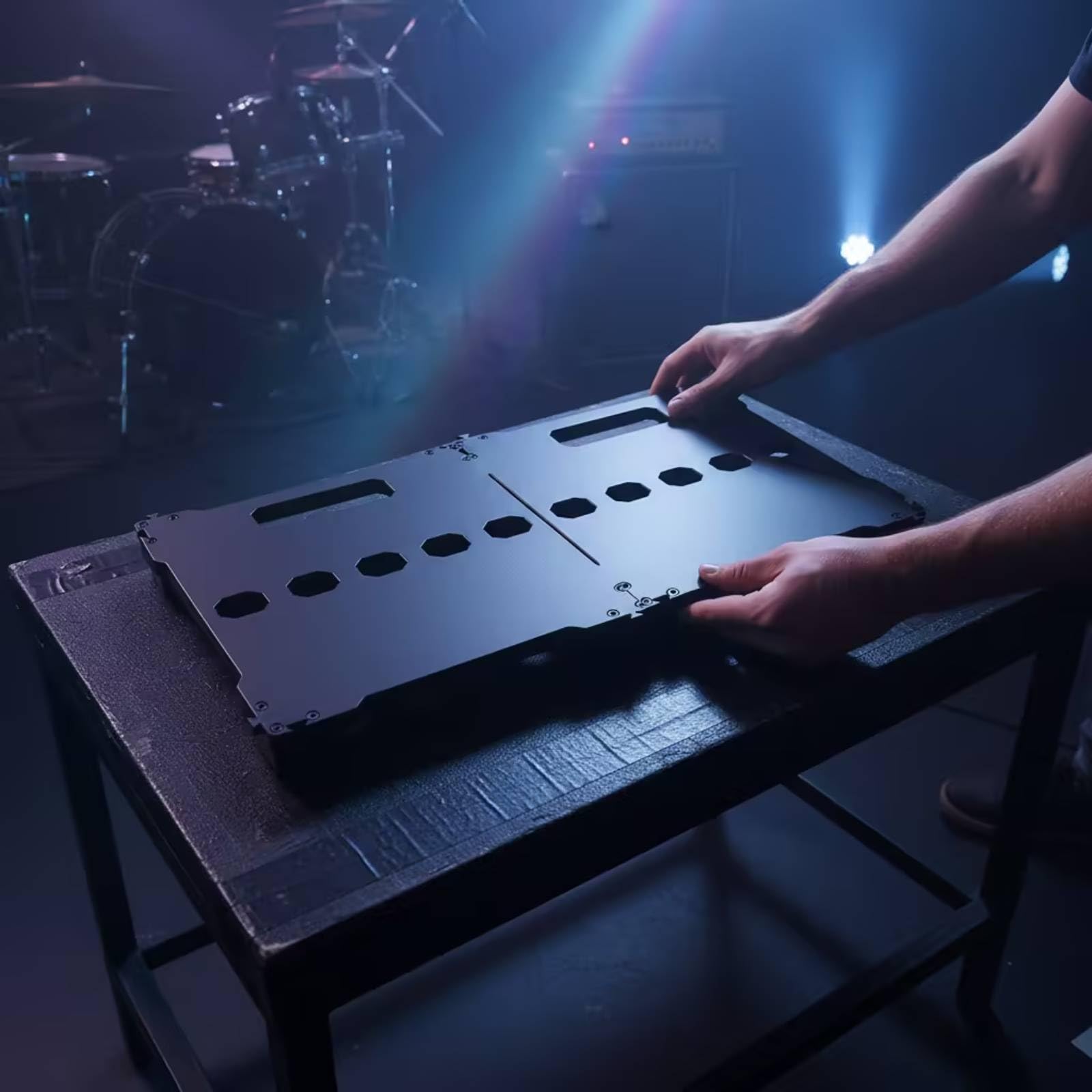 2 Stück Gitarren-Pedalboard Modular Effektpedalboard mit Klettstreifen Höhenverstellbar Effektpedalboard für Gitarristen, Bassisten, Studio, Proberaum