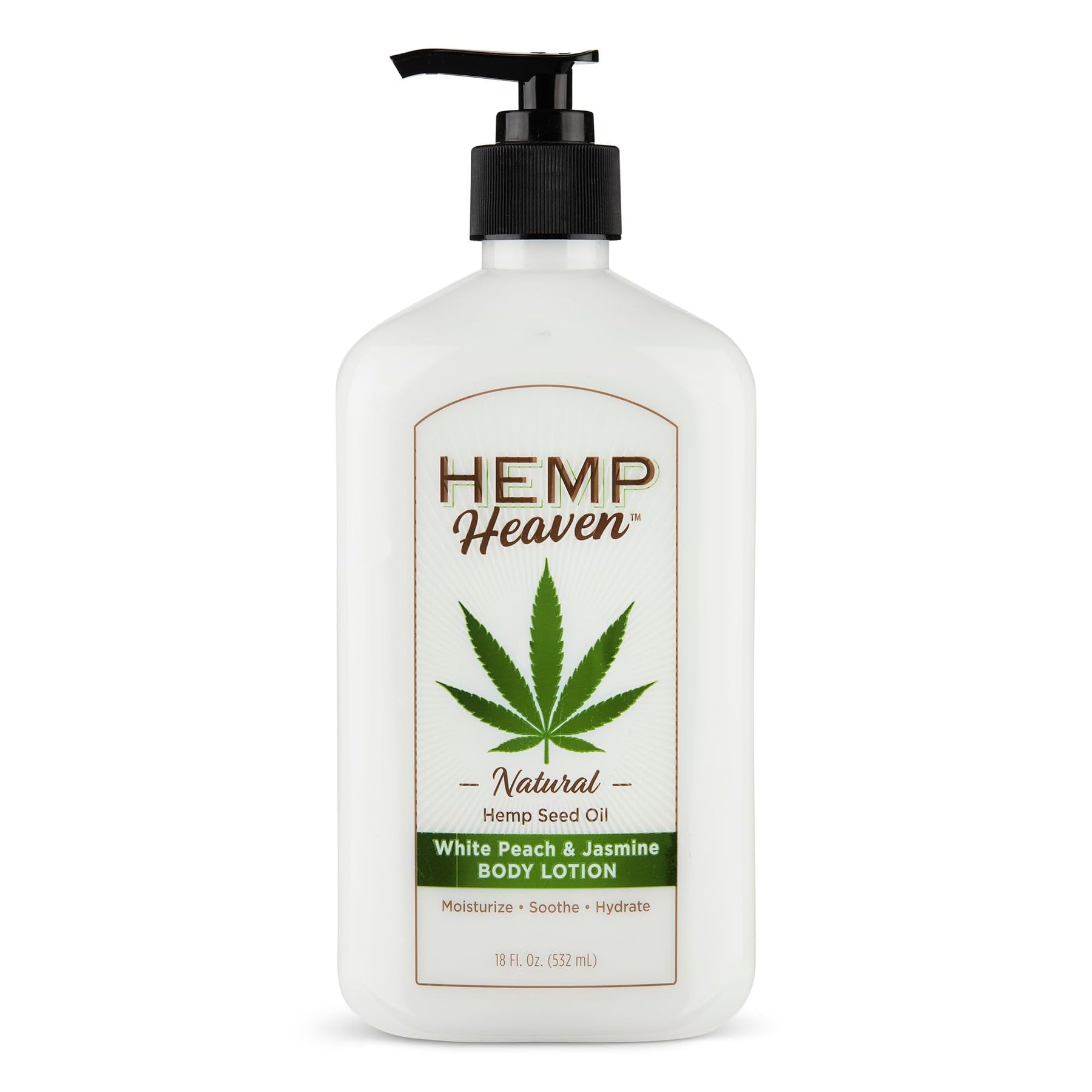 Hemp HeavenMoisturizing Body Lotion – Peach – Jasmine Scent made with Natural Hemp Seed Oil For Men & Women,18 Oz