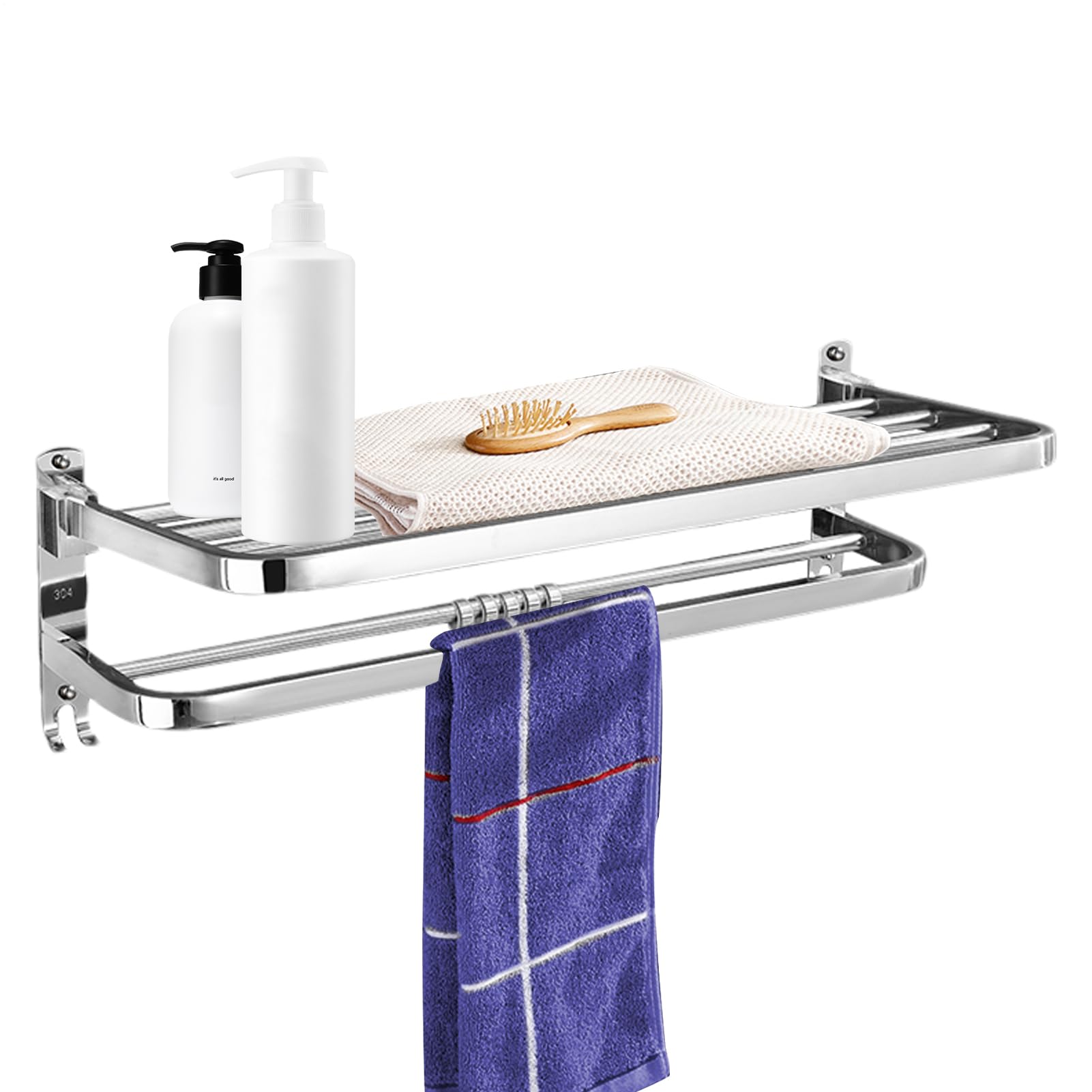 Porte-serviettes de salle de bain en acier inoxydable avec finition miroir durable