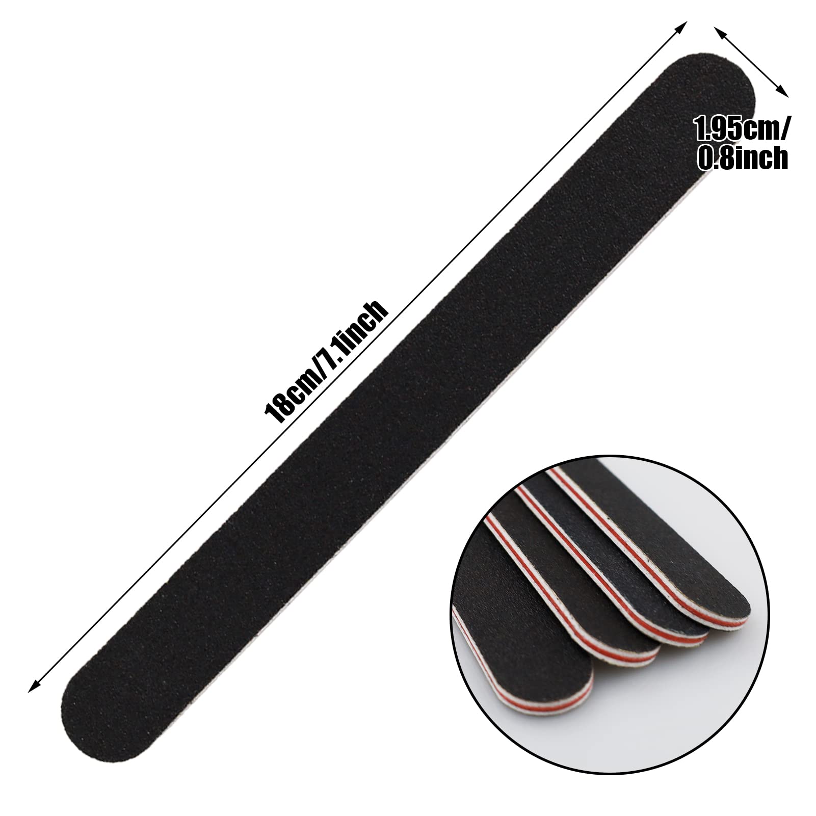 Professional Nail Files,20 PCS Double Sided Emery Board-Nail Buffer Files for Home,100/180 Grit, Black - Image 2