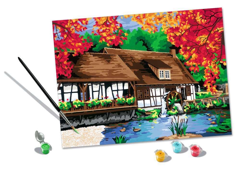 Ravensburger CreArt 23546 - Molino en maceta azul - Pintura por números para adultos, kit de pintura con pinceles y pinturas acrílicas, regalo para mujeres y hombres, pintura para adultos