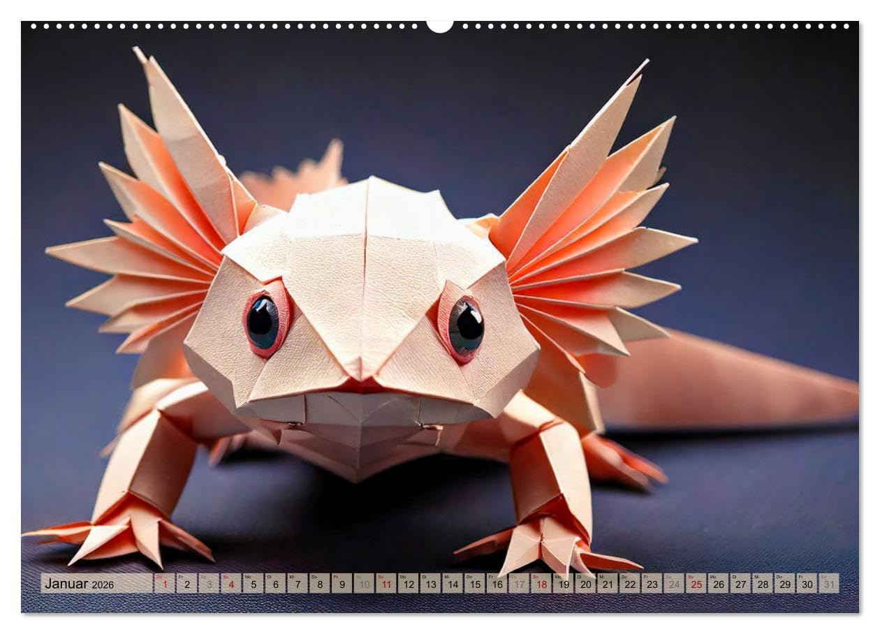 Wilde Origami Tiere (hochwertiger Premium Wandkalender 2026 DIN A2 quer), Kunstdruck in Hochglanz: Der Kalender zeigt bekannte Tiere als charmante und ... Falttechniken mit tierischer Niedlichkeit.