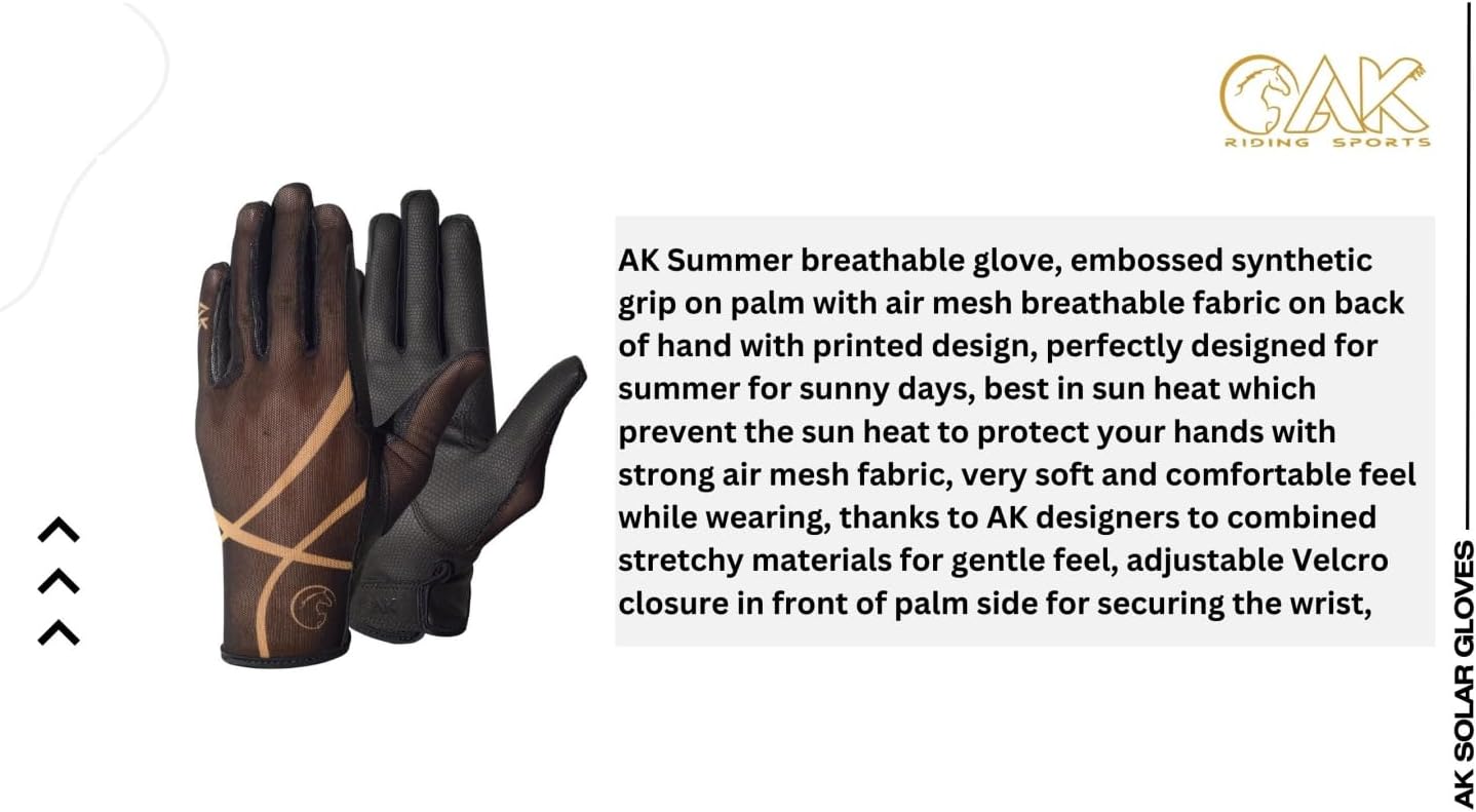AK Summer Breathable Gloves – Embossed Synthetic Grip Palm, Air Mesh Back, Adjustable Velcro Wrist Closure, Lightweight Stretch Design for Sunny Weather AKRS-7007