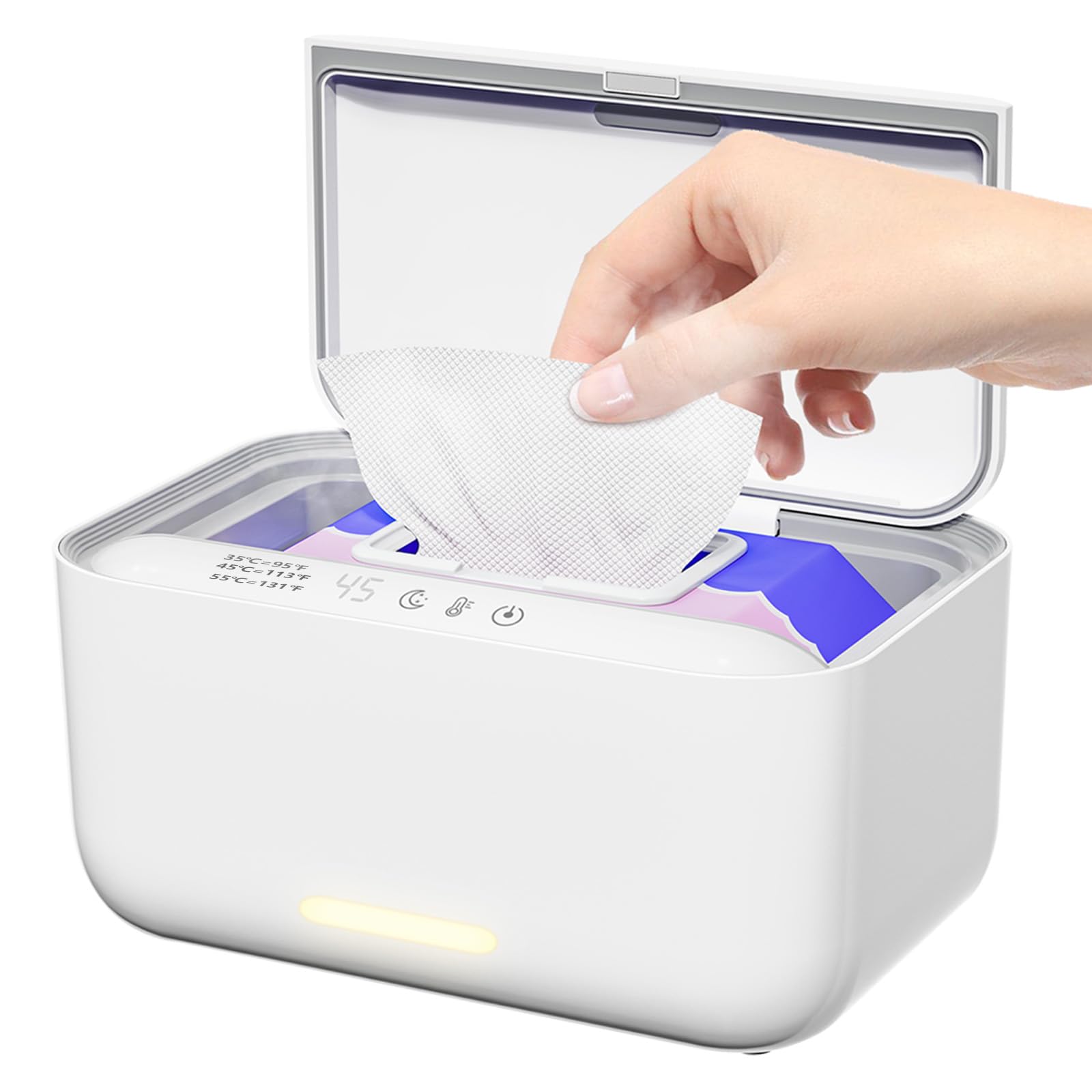 Chauffe-linge de lingettes premium grande capacité au design blanc cassé